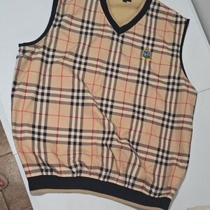 Burberry Tan and Black Plaid Men's Vest ,Very Good Condition